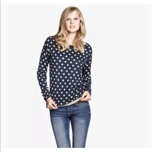 H&M LOGG Polka Dot Sweater, Navy & White Size M